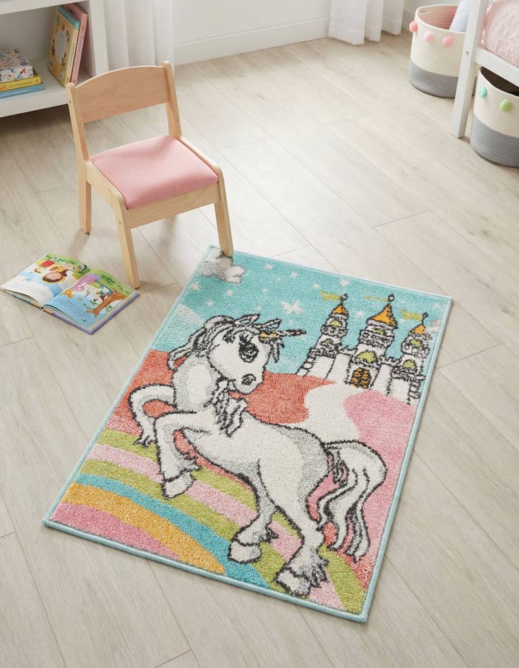 Detail image of  2' 2 x 3' Unicorn Whimsy Kids Rug