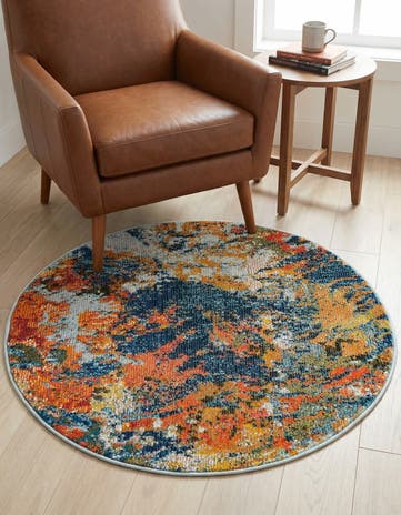 Washable Vivid Round Rug