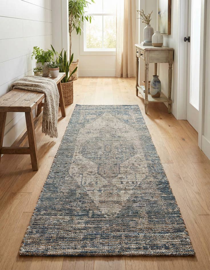 Detail image of 2' 2 x 6' 1 Hand Woven Chenille Jute Runner Rug