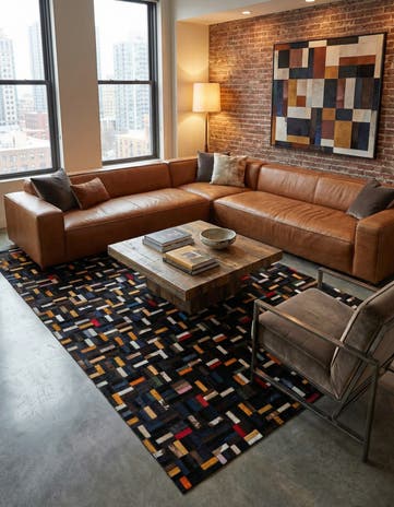 5' 1 x 8' Cowhide - Patchwork Rug