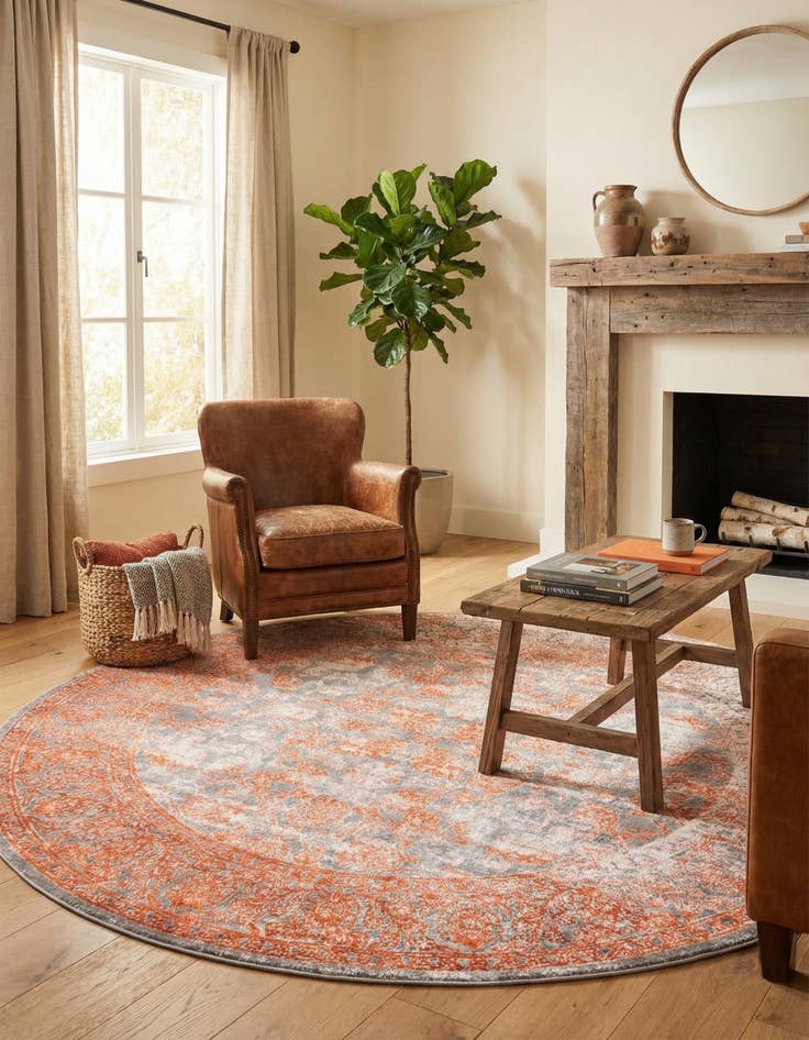 Detail image of 8' x 8' New Vintage Round Rug