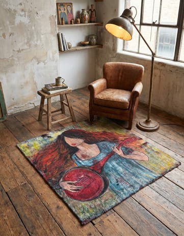 3' 4 x 3' 8 Hand Knotted Ultra Vintage Persian Wool Square Rug