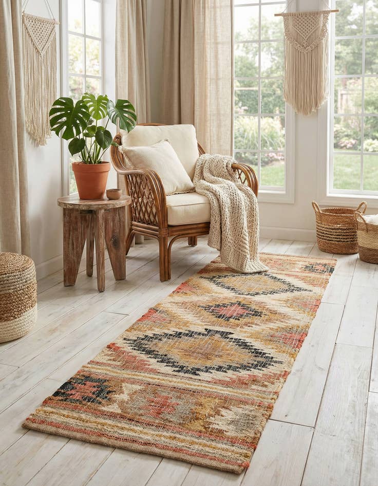 Detail image of 2' x 6' 1  Hand Woven Kilim Jute Runner Rug