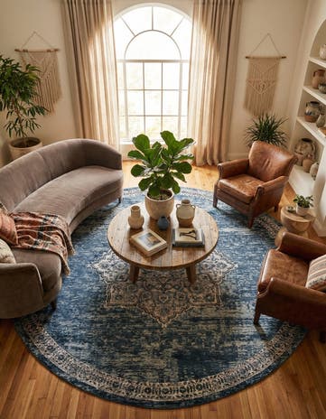 Blue Nyla Round Rug