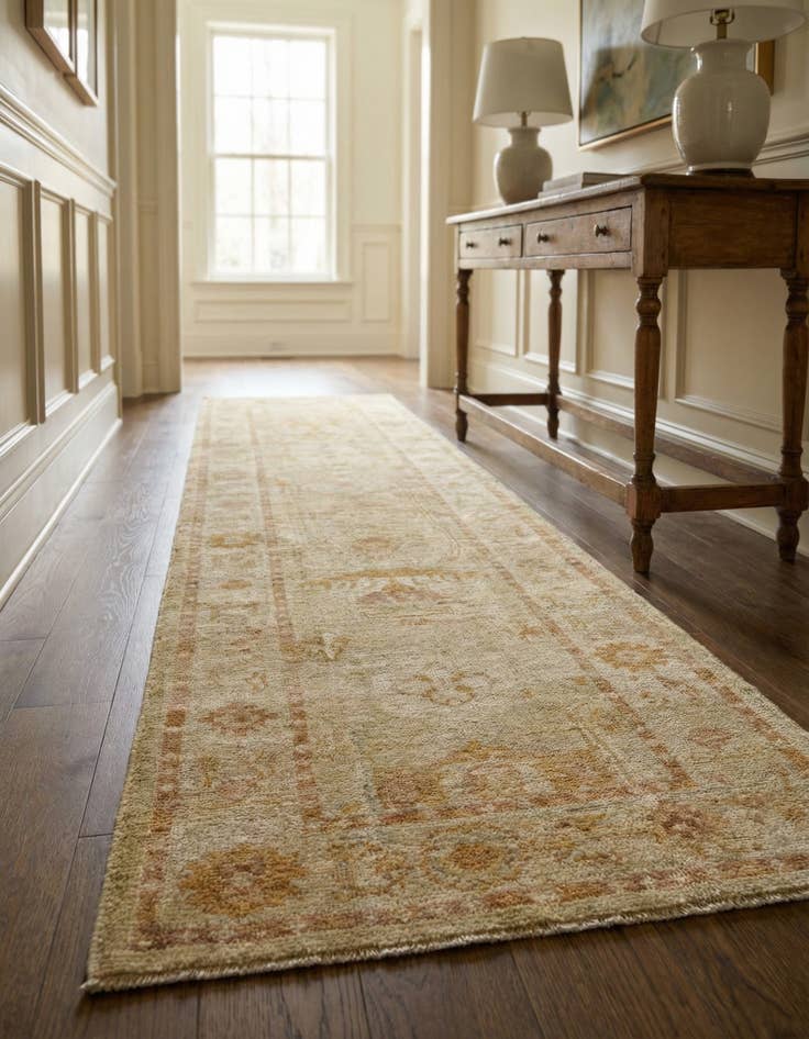 Detail image of 2' 9 x 9' 10 Hand Knotted Oushak Wool Runner Rug