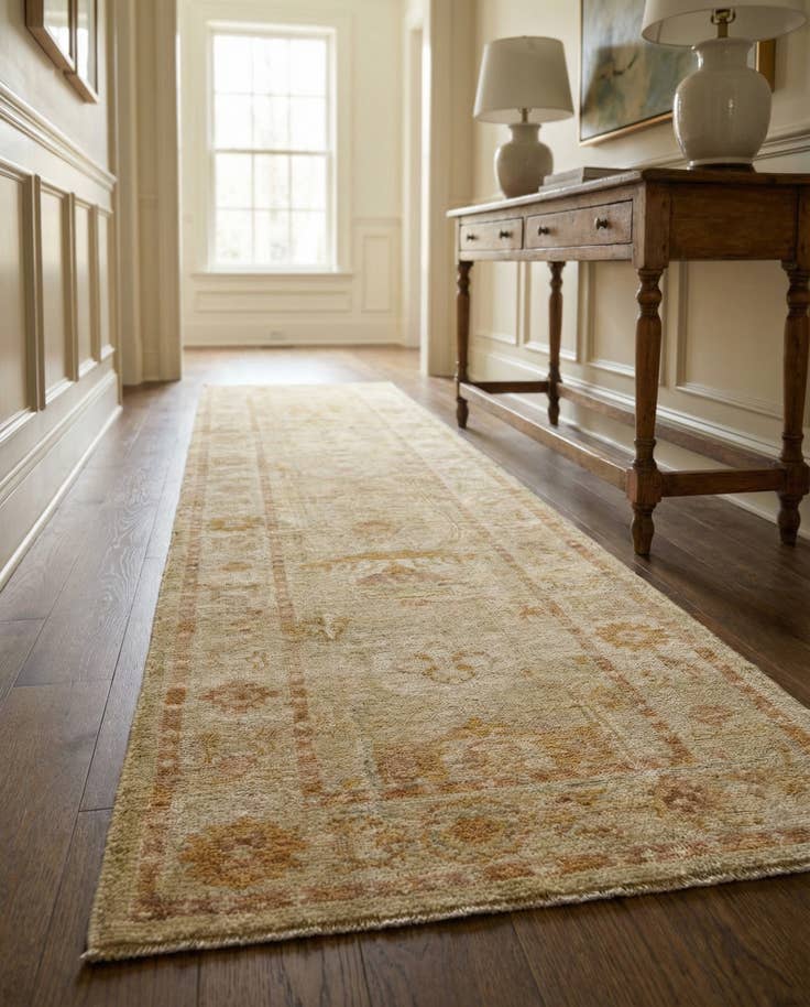 Detail image of 2' 9 x 9' 10 Hand Knotted Oushak Wool Runner Rug