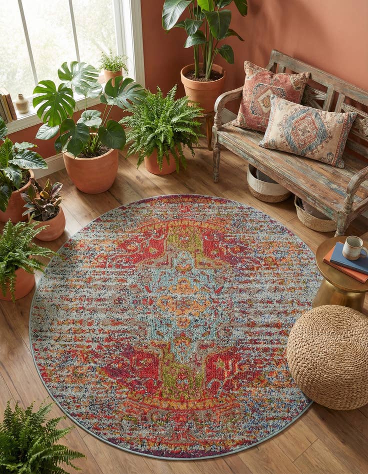 Detail image of 4' x 4' Washable Arte Round Rug