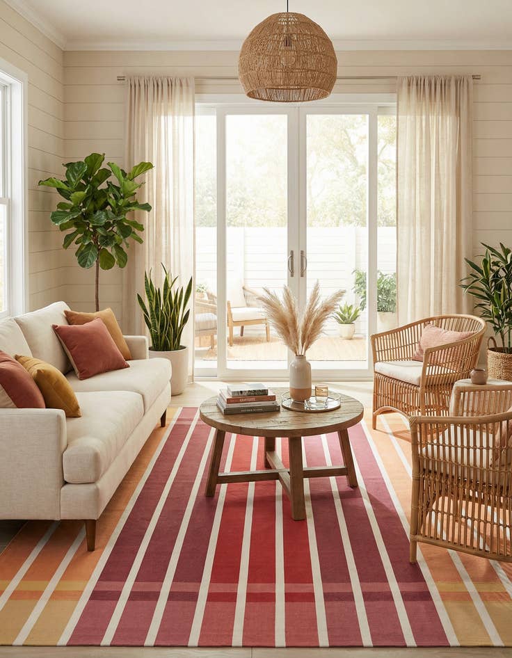 Detail image of 10' x 10'  Washable Striped Indoor / Outdoor Square Rug