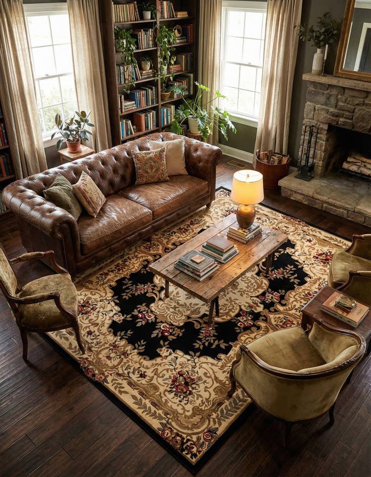 Detail image of 9' x 12' Classic Aubusson Rug