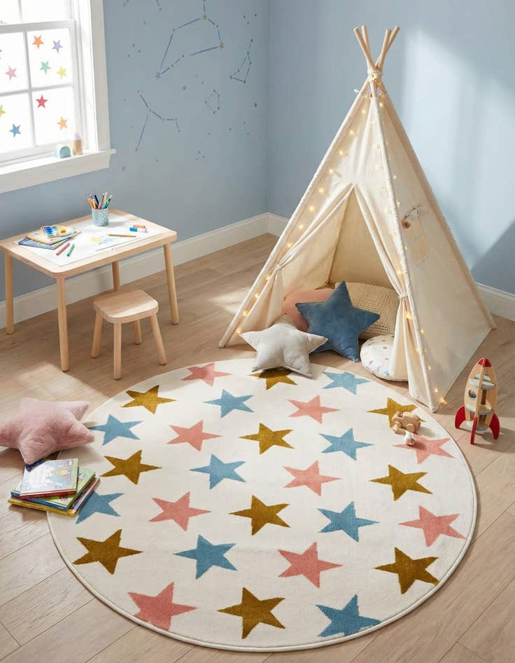 Detail image of 4' x 4' Whimsy Kids Round Rug
