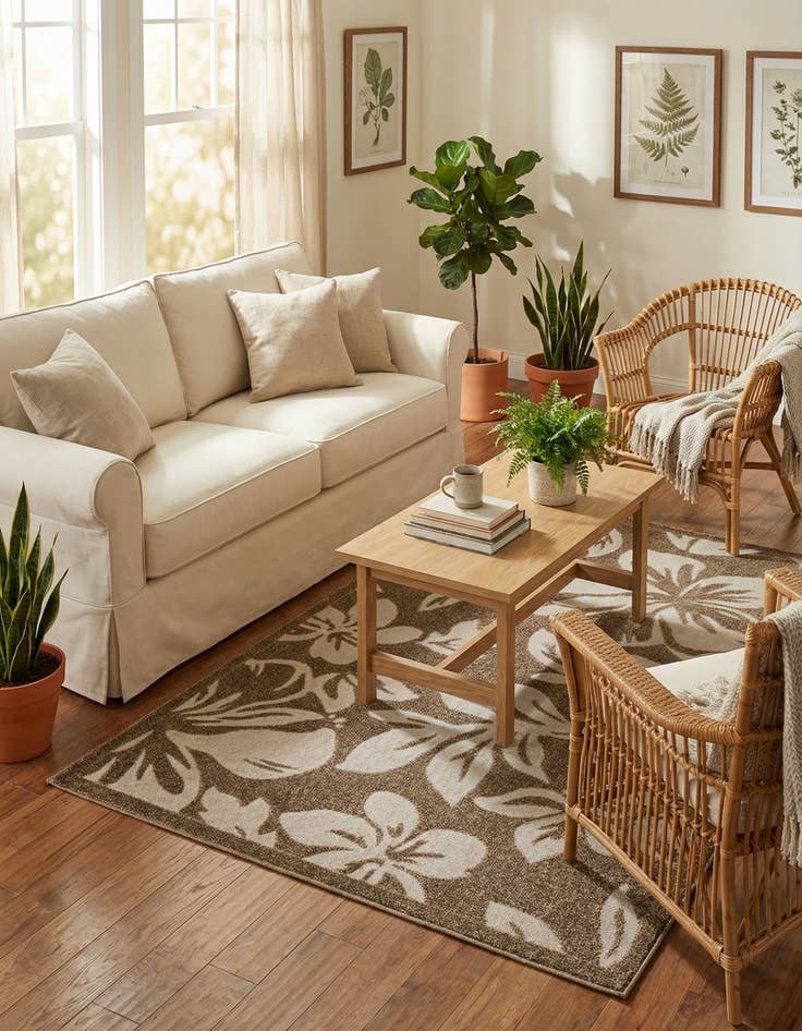 Detail image of 5' x 8' Washable Botanical Indoor / Outdoor Rug