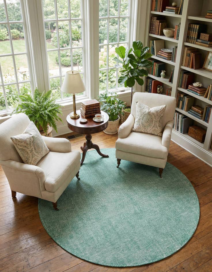 Detail image of 5' 3 x 5' 3  Hand Woven Jill Zarin English Manor Farmhouse Wool Round Rug