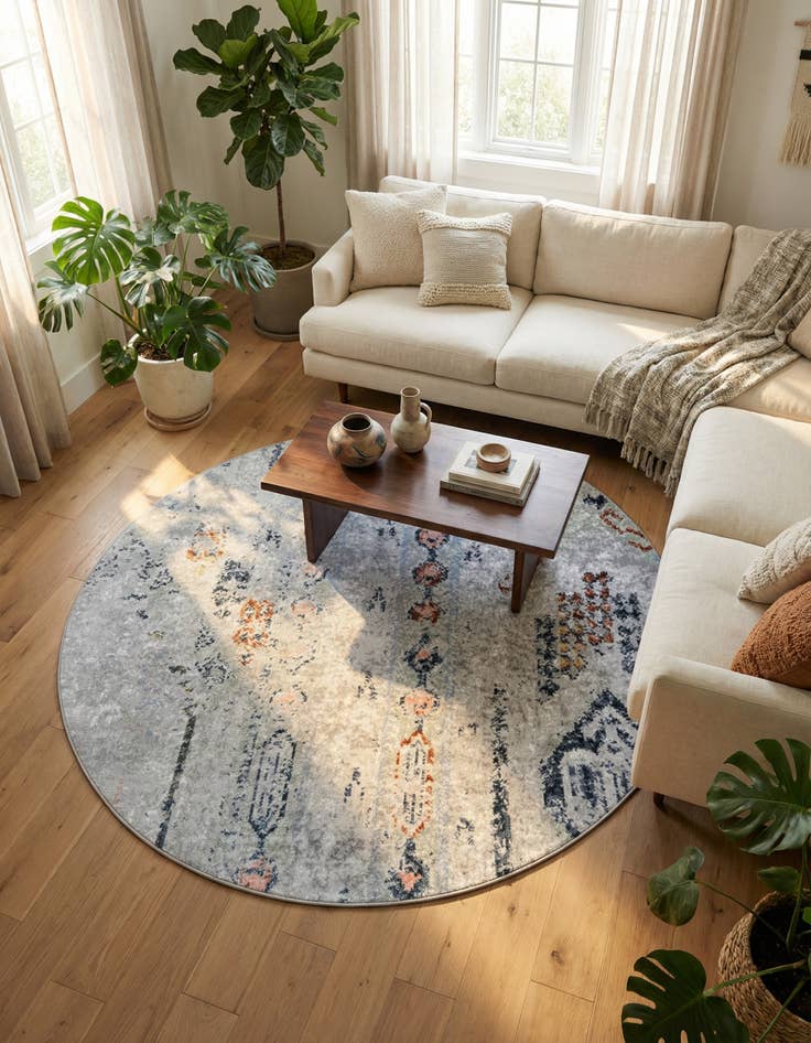 Detail image of 7' 10 x 7' 10 Kamala Washable Round Rug