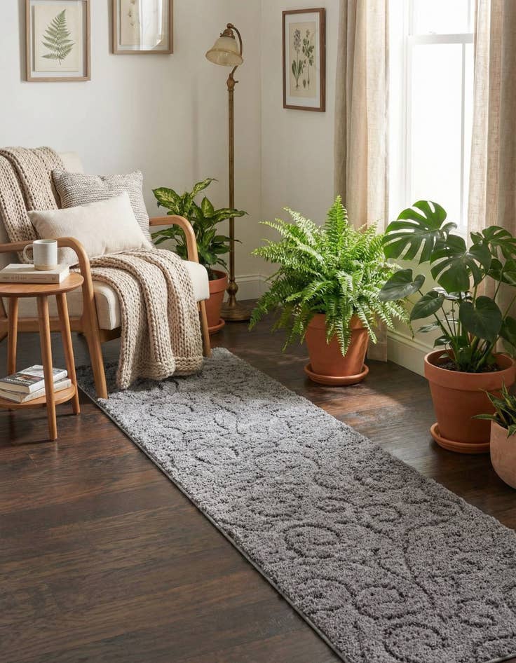 Detail image of 2' x 6' 7 Botanical Shag Runner Rug