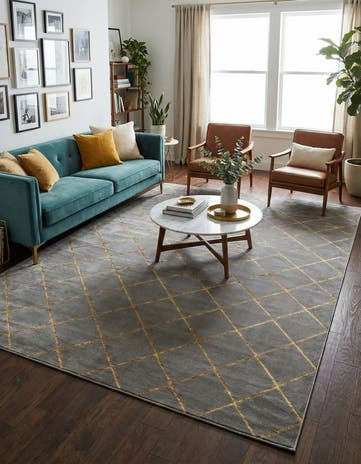 Gray and Gold Vogue Geo Rug