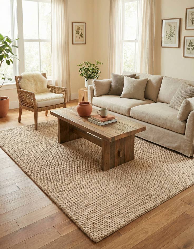 Detail image of 5' 1 x 8'  Hand Woven Lana New Zealand Wool Rug