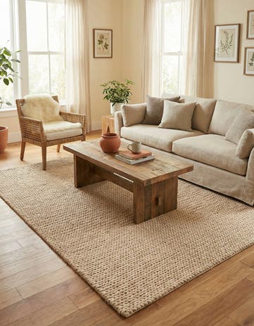 Taupe Hand Woven Lana New Zealand Wool Rug