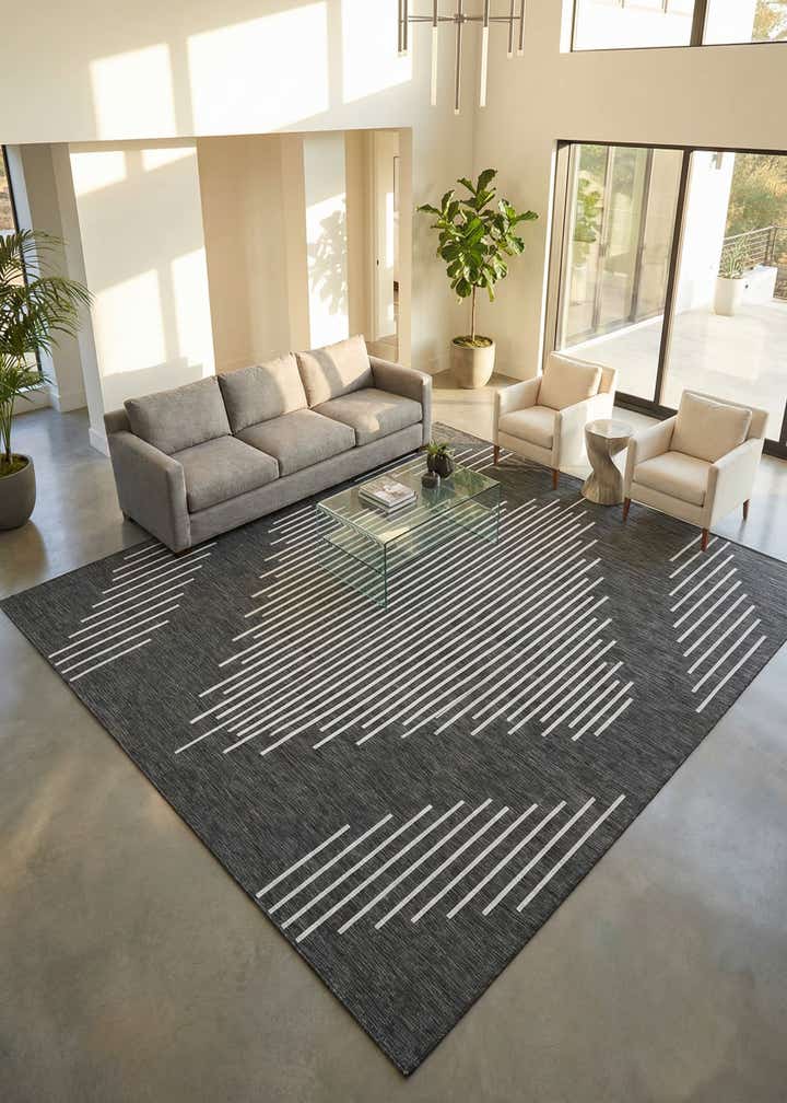 10' 8 x 10' 8 Easy-Clean Modern Indoor / Outdoor Square Rug