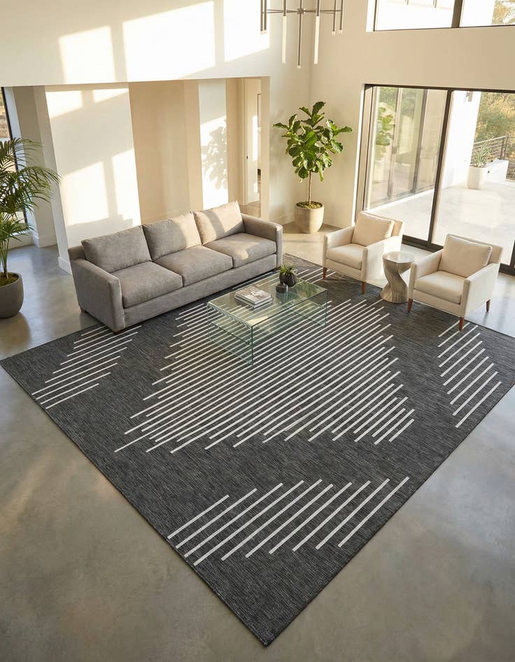 Detail image of 10' 8 x 10' 8 Easy-Clean Modern Indoor / Outdoor Square Rug