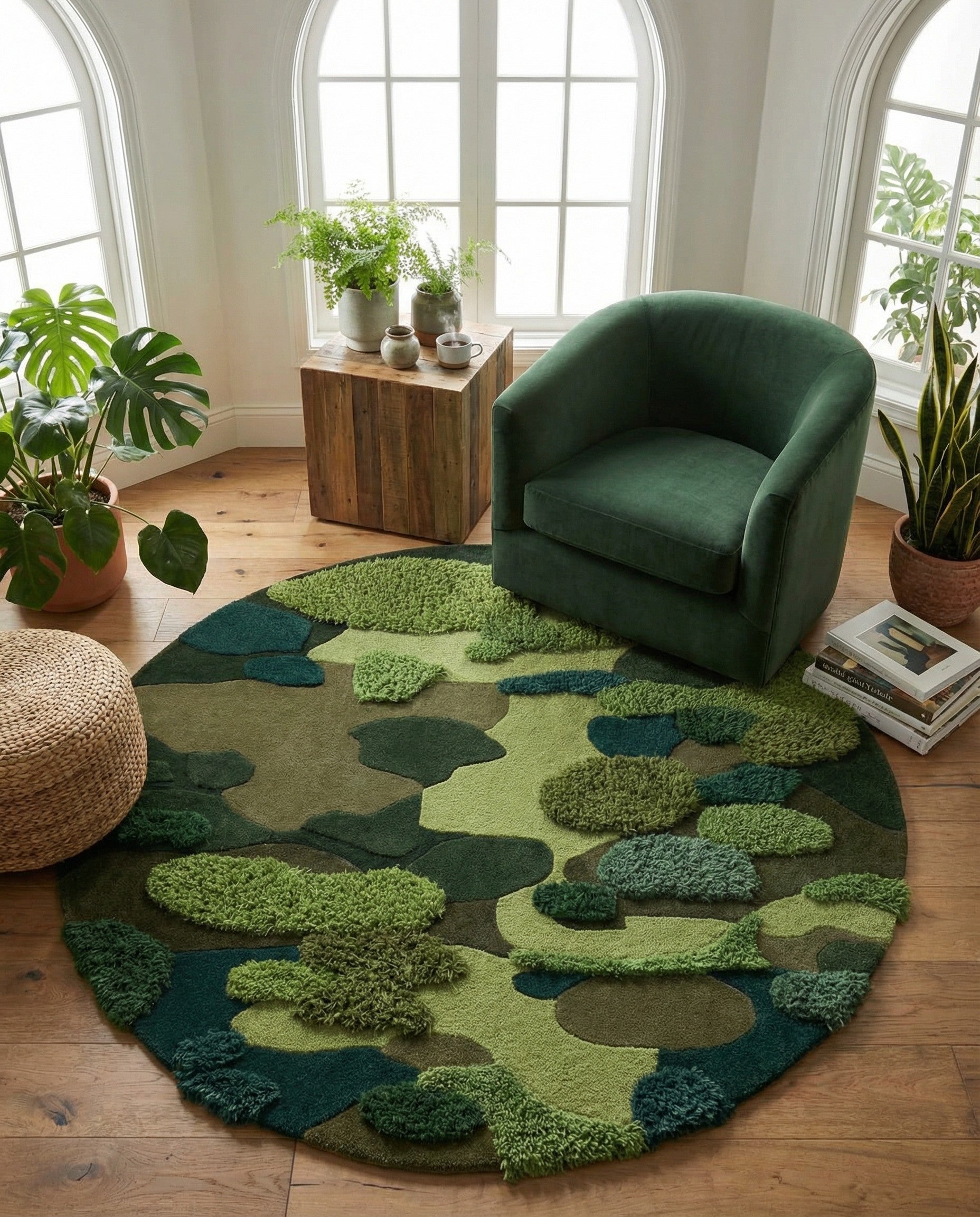5' 1 x 5' 1 Moss Garden Round Rug