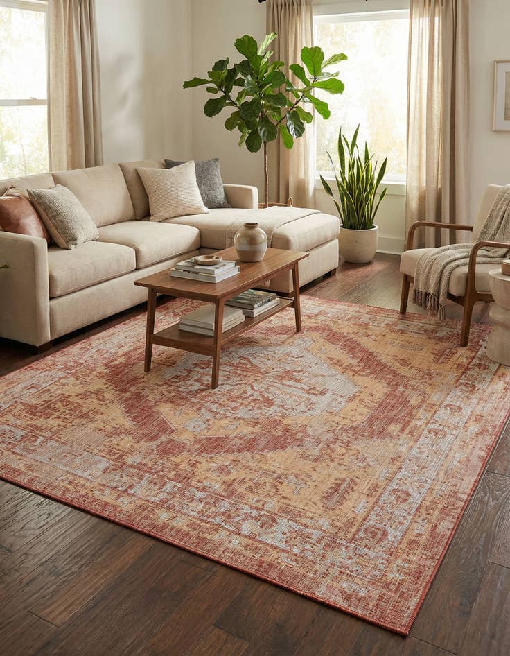 Detail image of 10' x 10'  Washable Traditional Indoor / Outdoor Square Rug