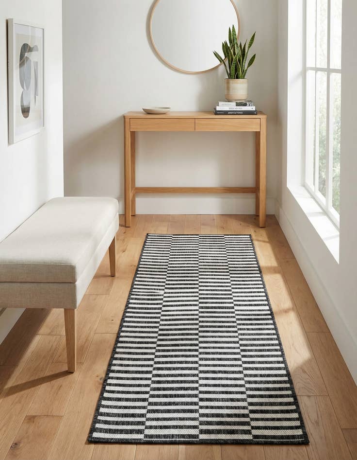 Detail image of 2' x 6' Easy-Clean Striped Indoor / Outdoor Runner Rug
