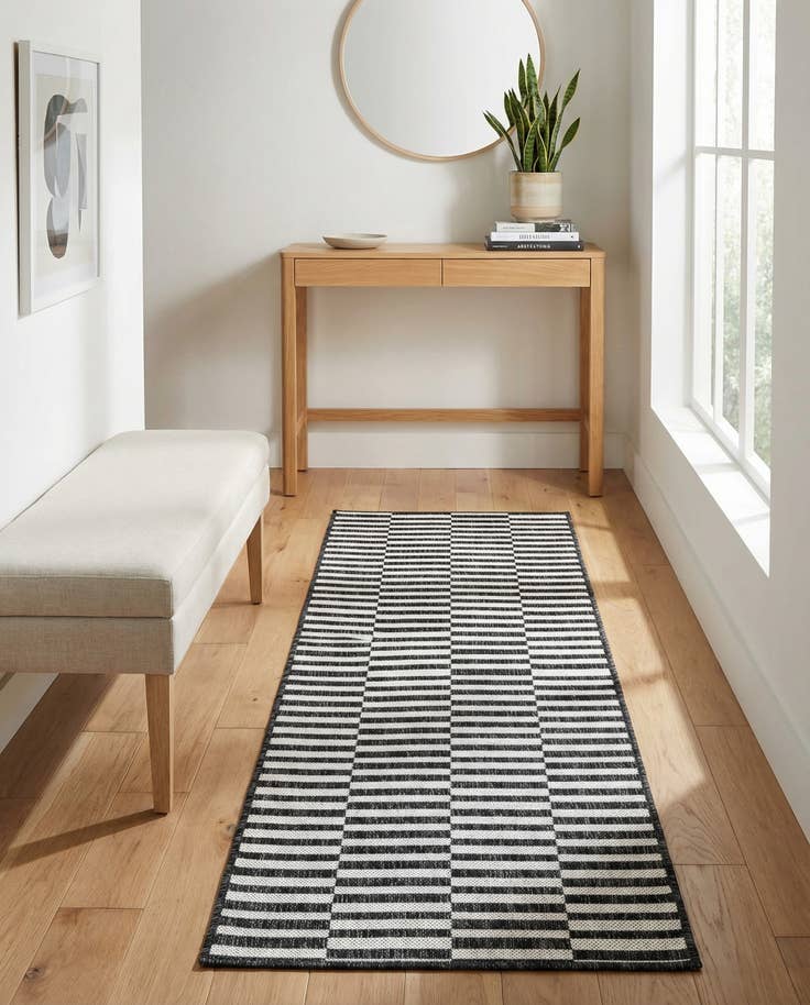 Detail image of 2' x 6' Easy-Clean Striped Indoor / Outdoor Runner Rug