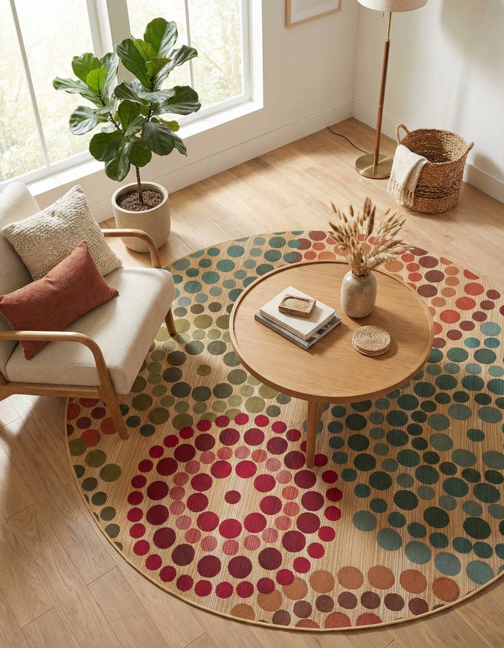 Detail image of 7' x 7' Easy-Clean Modern Indoor / Outdoor Round Rug