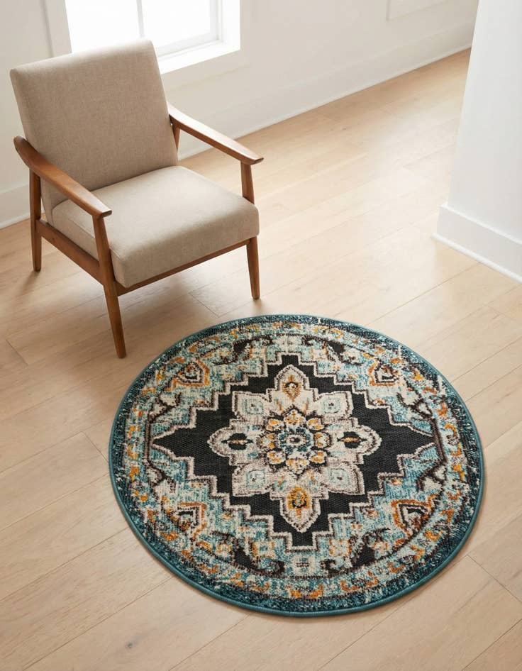 Detail image of 3' x 3' Easy-Clean Casablanca Indoor / Outdoor Round Rug