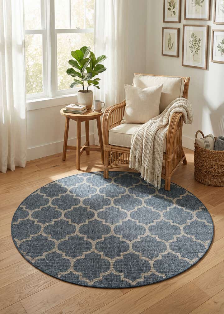 6' x 6' Easy-Clean Trellis Indoor / Outdoor Round Rug