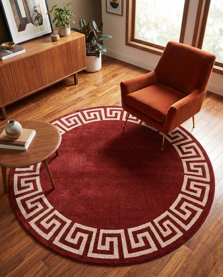 7' 10 x 7' 10 Greek Key Round Rug