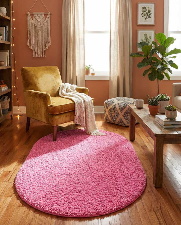 3' x 5' 3 Solid Shag Oval Rug