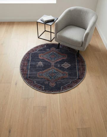 Charcoal and Gray Washable Sisu Round Rug