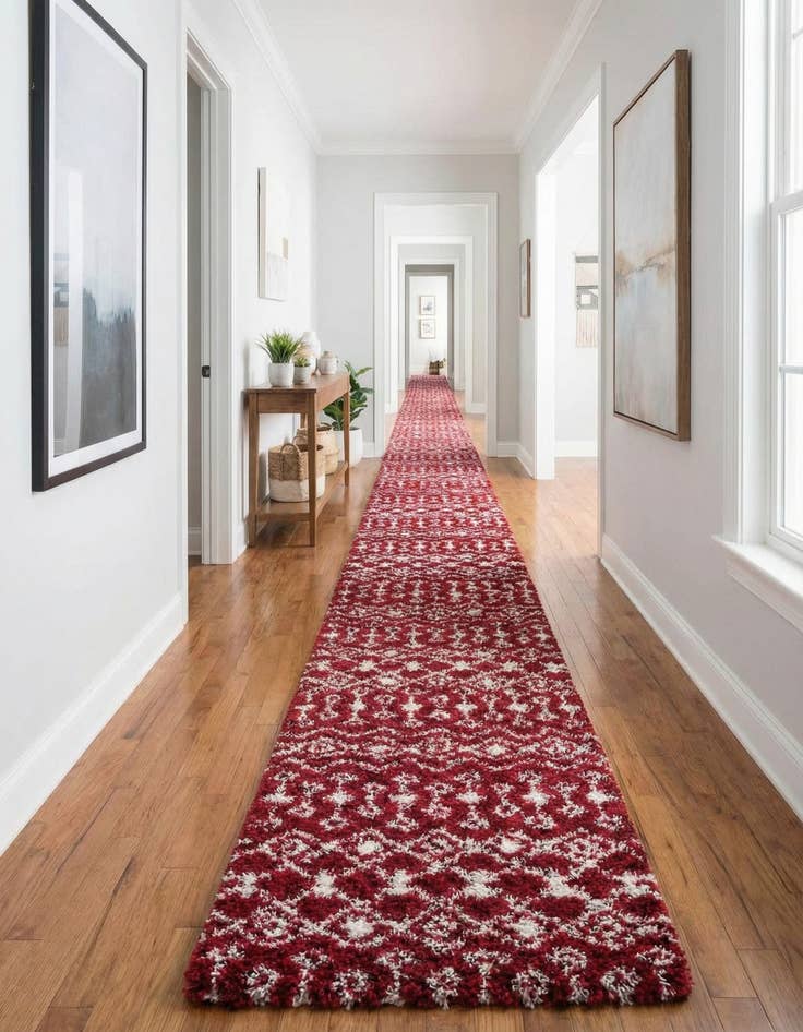 Detail image of 3' 3 x 16' 5 Moroccan Trellis Shag Runner Rug