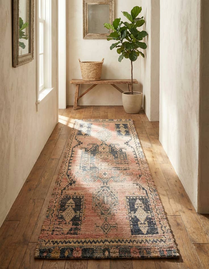 Detail image of 2' 2 x 8' Hand Woven Chenille Jute Runner Rug