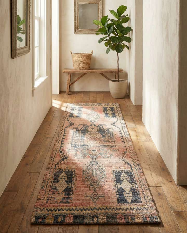 65cm x 245cm Handgewebt Chenille Jute Läufer Teppich