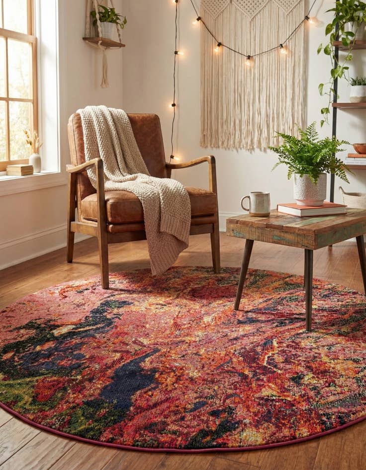 Detail image of 5' 3 x 5' 3  Washable Haerfest Round Rug