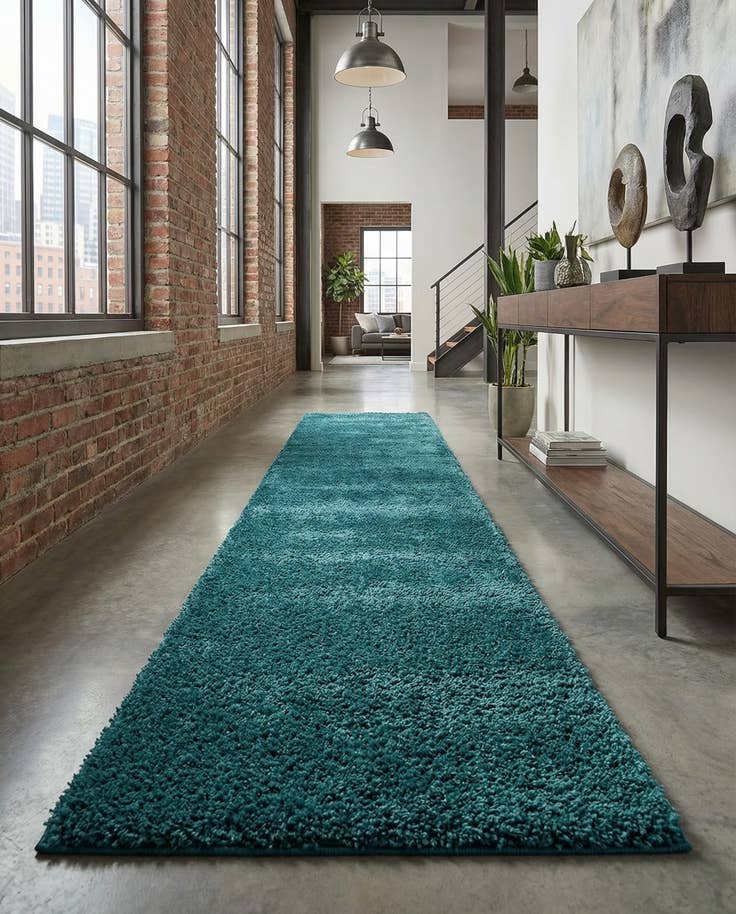 Detail image of 2' 7 x 14' Solid Shag Runner Rug