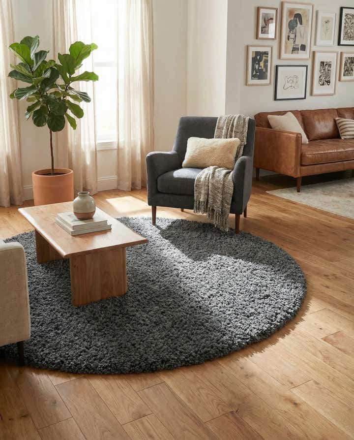 5' 3 x 5' 3 Zermatt Shag Round Rug