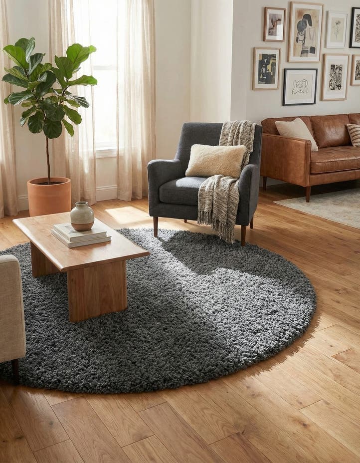 5' 3 x 5' 3 Zermatt Shag Round Rug