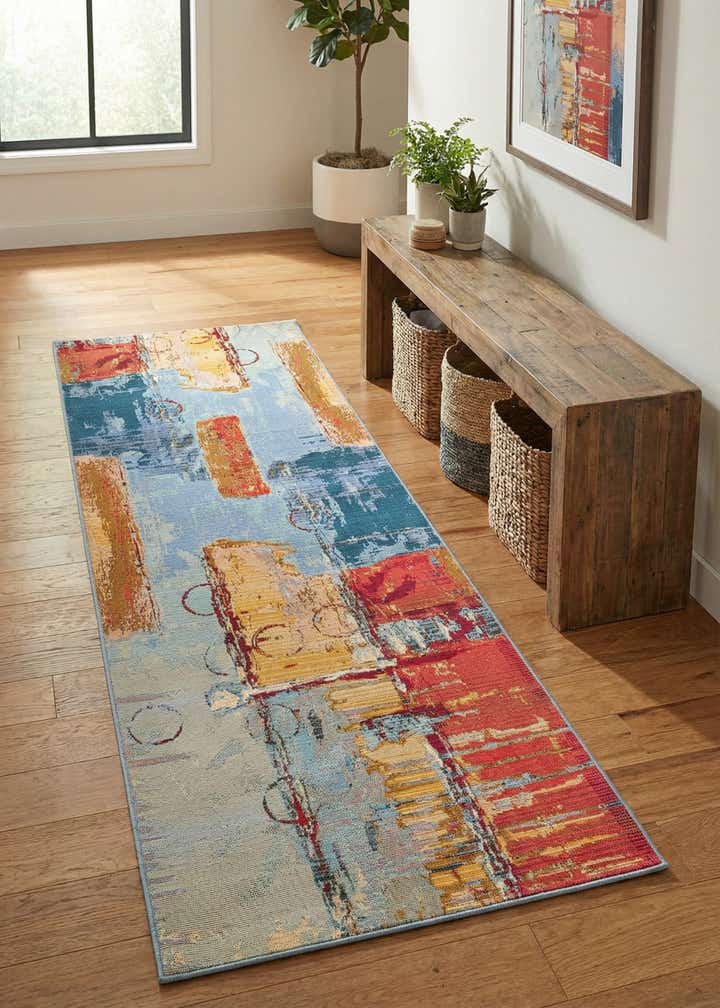 2' 7 x 7' Easy-Clean Modern Indoor / Outdoor Runner Rug