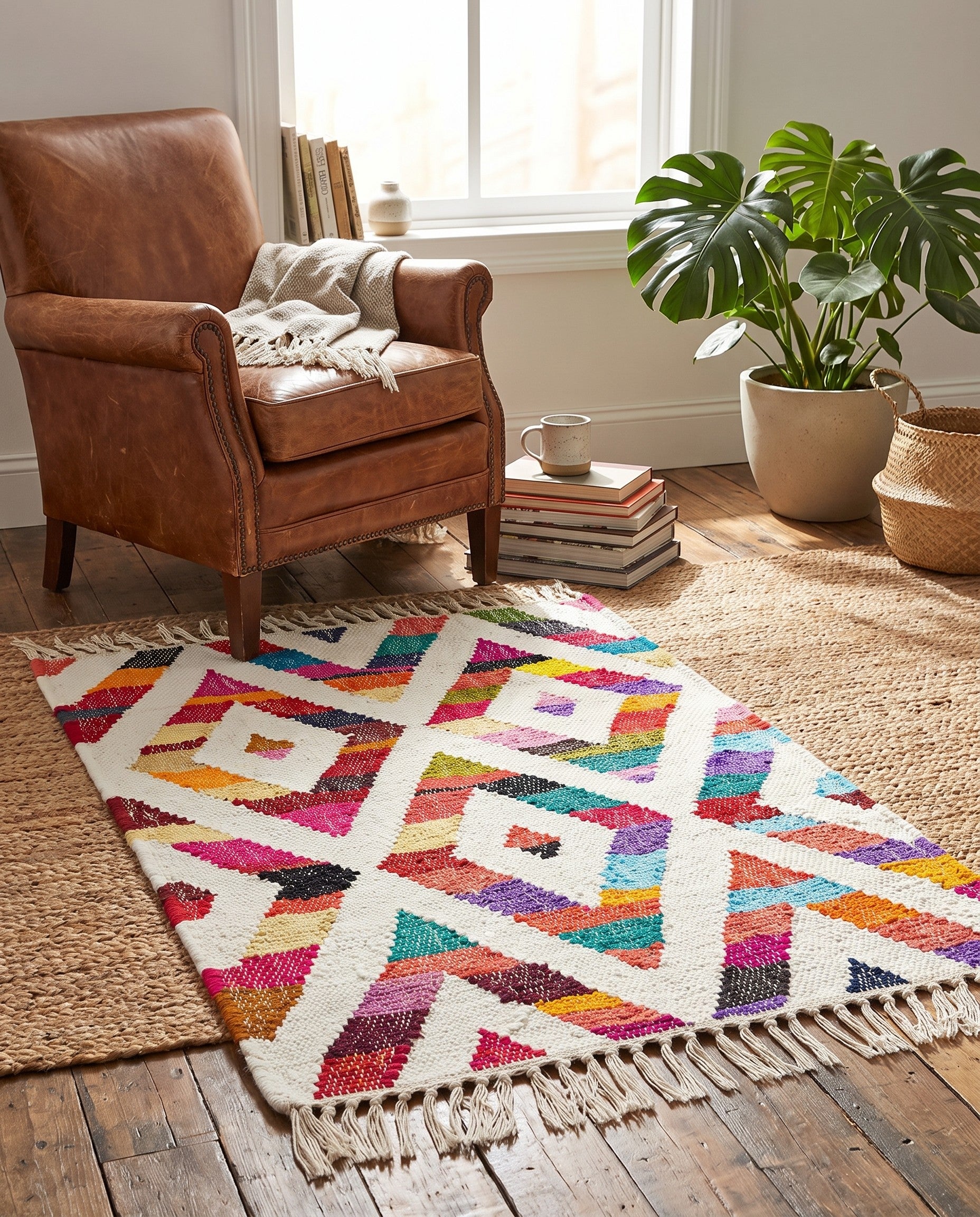 2' x 3' 1 Hand Woven Chindi Trellis Rug