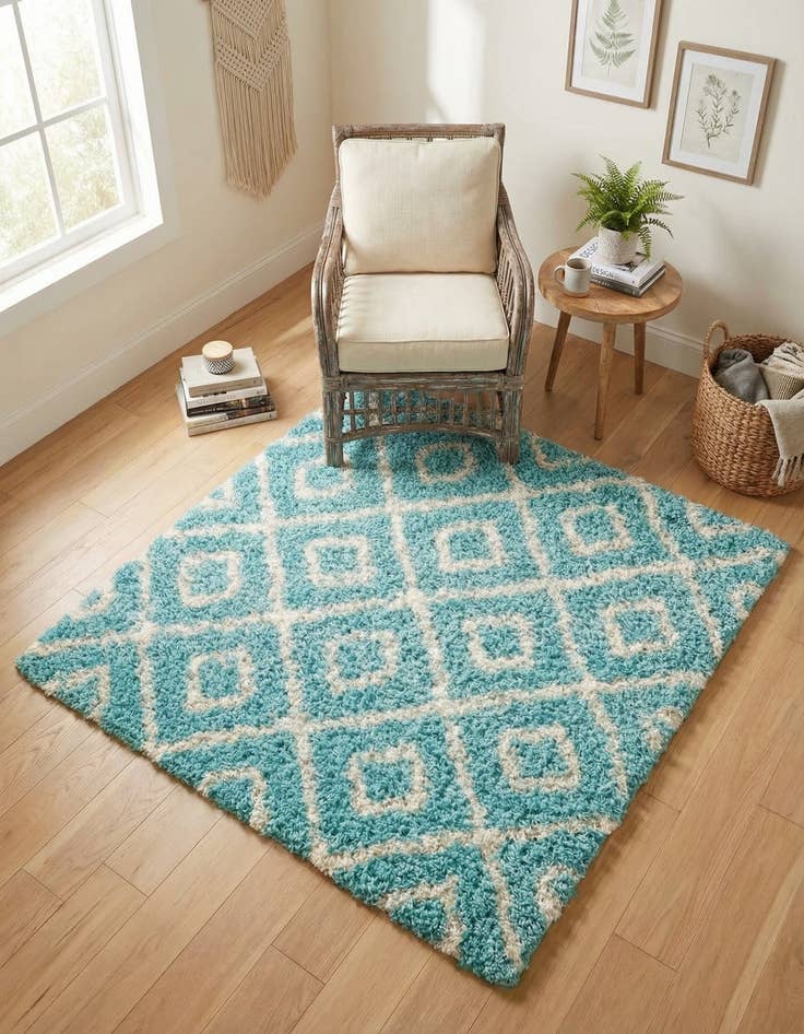Detail image of 4' x 4' Trellis Shag Square Rug