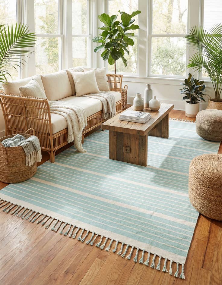 Detail image of 9' x 12'  Hand Woven Chindi Cotton Rug