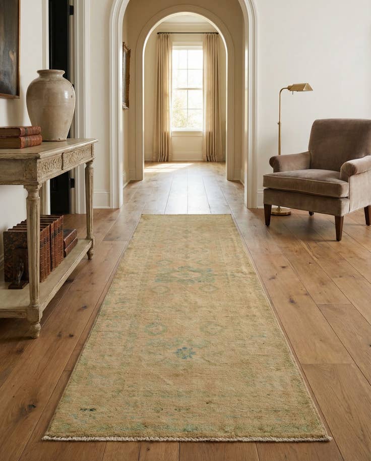 Detail image of 1' 11 x 5' 11 Hand Knotted Oushak Wool Runner Rug