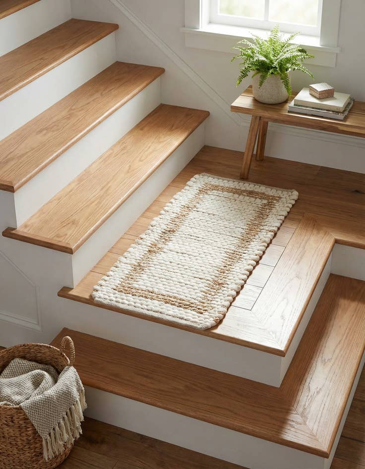 Detail image of 0' 9 x 2' 6  Hand Woven Chindi Jute Stair Rug