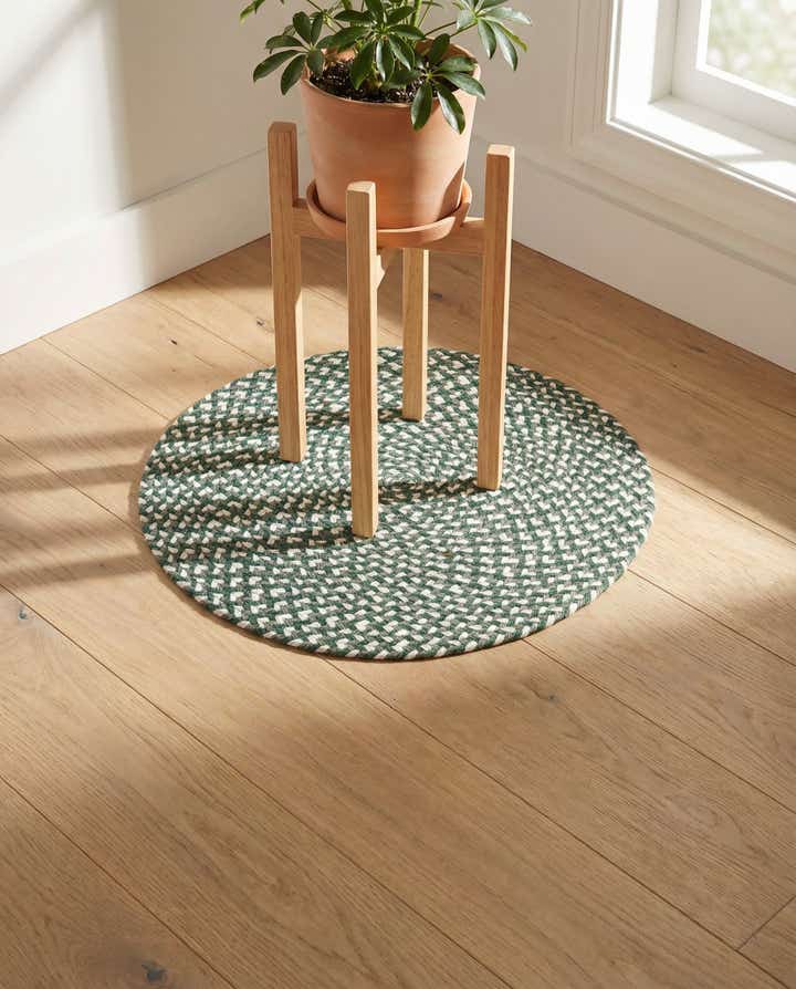 2' x 2' Handmade Tweed Braided Jute Round Rug