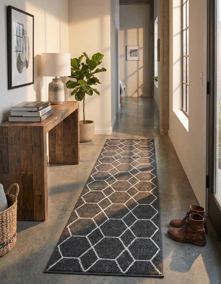 Detail image of 2' x 9' Lattice Frieze Runner Rug