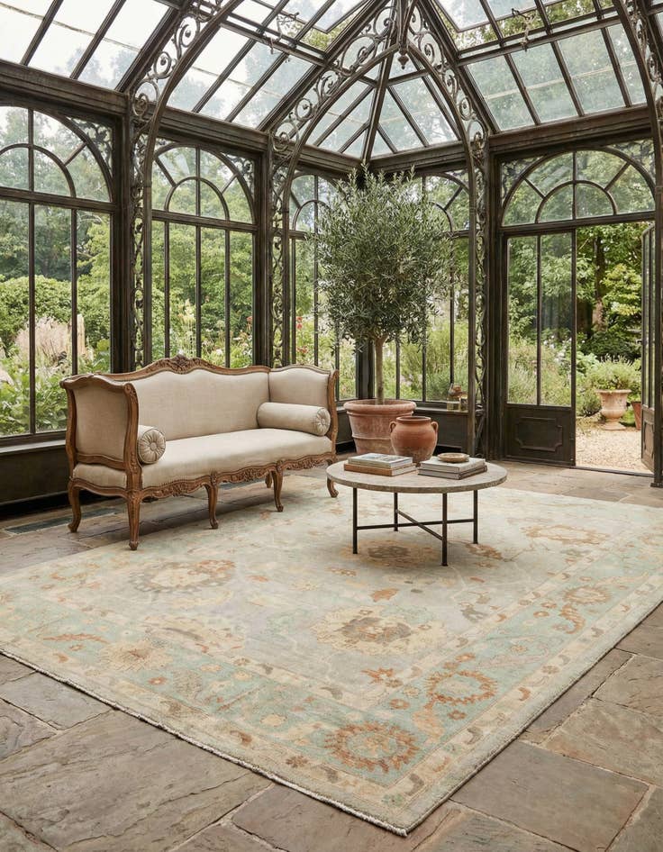 Detail image of 10' 5 x 13' 10 Hand Knotted Oushak Wool Rug