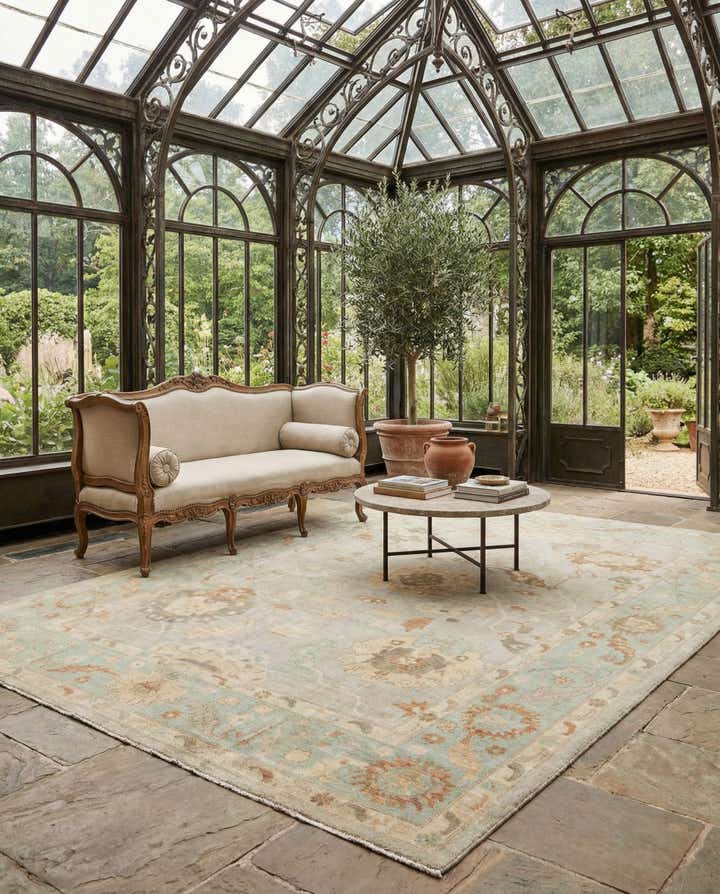 10' 5 x 13' 10 Hand Knotted Oushak Wool Rug